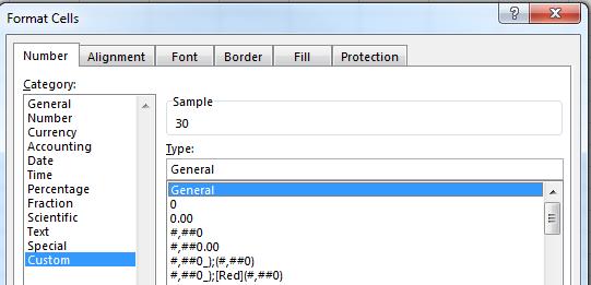 You can preview what the cell value will appear as under Sample. It is usually best to start with a built-in format and modify it from there.