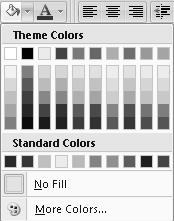 Change colors of text (Font Color) or cell background (Fill Color) Select the cells, rows, or columns you wish to affect.