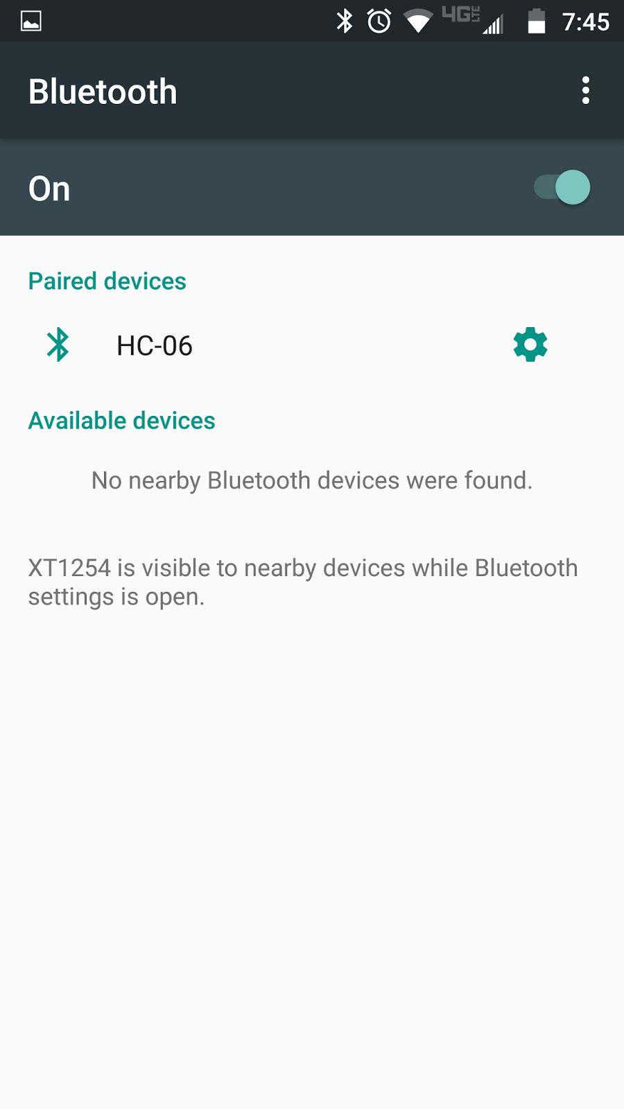In the bluetooth settings go ahead and pair with the discovered HC-06 device.