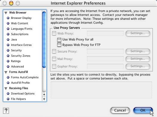 3.2.3 Mac O/S (1) Open Internet Explorer (IE 5.0) Go to [Edit] in the menu bar, select [Internet Explorer Preferences].