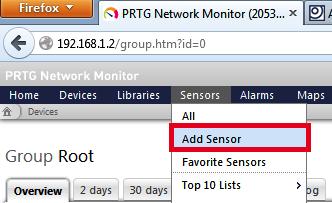 To add a sensor, start by clicking the Sensors menu (Picture 21), and then Add Sensor.