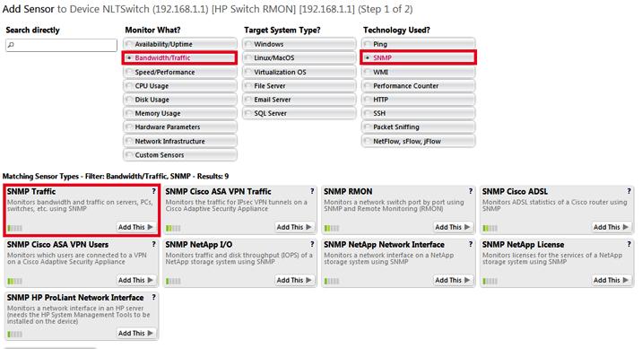 17 Step 11) For the new sensor to know what to monitor, be sure to add the following items to the sensor on the Add Sensor page (Picture 16): Under Monitor What?