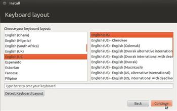 7 Step 7) The first window to appear is the, Welcome window. Be sure English is selected, and then click the button Install Ubuntu.