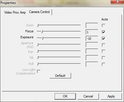3 Select the Video Proc Amp tab to perform the following functions: To manually adjust a setting, drag the slider for the setting.
