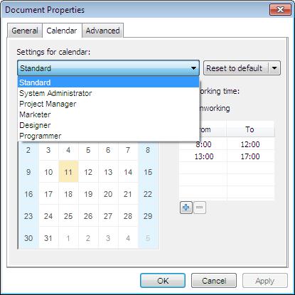 SETTING THE CALENDAR By default, ConceptDraw PROJECT assumes working hours are between 8am and 5pm, Monday through Friday. However, creating exceptions to this policy is easy.