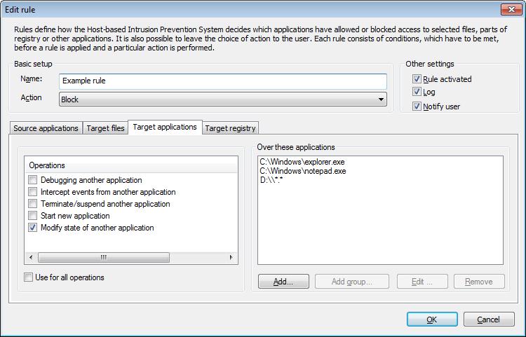 A dialog window is shown every time if Ask is the default action. It allows the user to choose to Deny or Allow the operation.