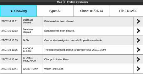 19. System messages System messages page lists the history of all the Warning messages and Alarms with the date and time when they appeared. To access System Messages: 1.