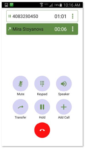 8.3 Multiple Call Sessions It is possible to handle up to four simultaneous calls. In the call session screen, the current line is highlighted in green.