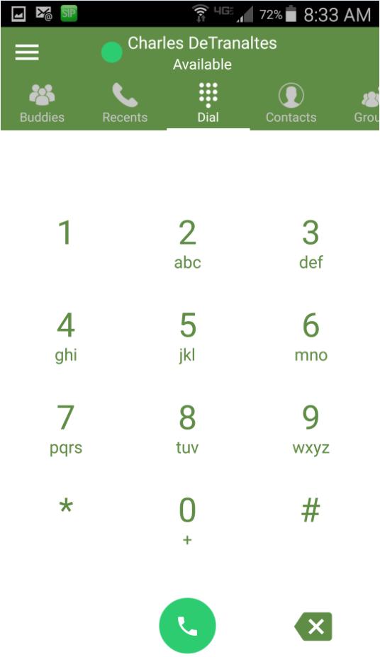 11 Dial Screen Click on the Dial icon to
