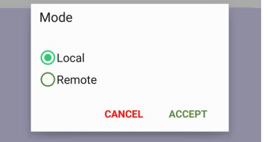 17.4Mode Allows you to select local or remote mode operation. When remote mode is activated the following occurs: You are logged out of your active MXIE session.