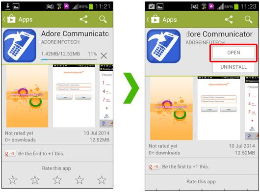 7 Its automatically start downloading Adore Communicator file to your Device.