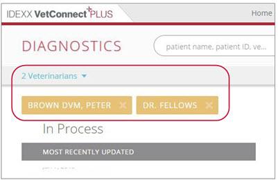 On the left side of the Home page, above the In Process list, click the down arrow next to All Veterinarians. 2.