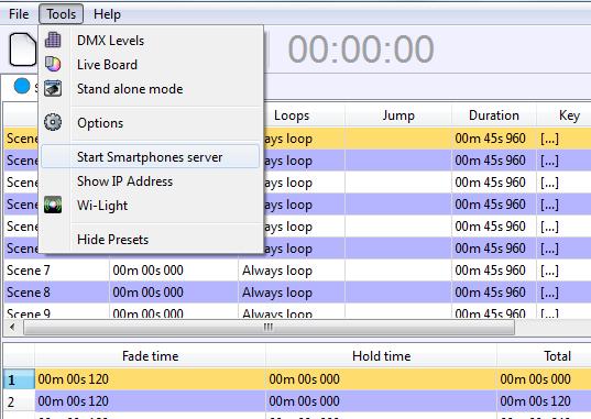 CONNECT THE SOFTWARE SMARTPHONE SERVER WITH THE WI-LIGHT APPLICATION With the Wi-light application, you can also communicate with the software, via the smartphone server infrastructure mode.