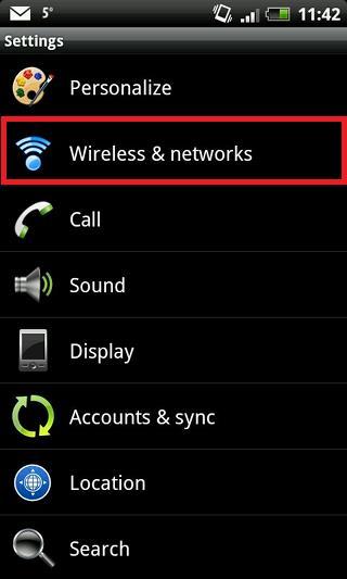 Choose Wireless & networks (2).