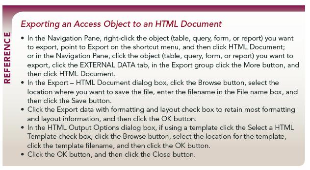 Exporting an Access Query to an HTML