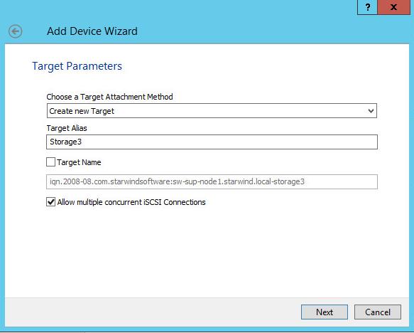8. Specify target parameters. Select the Target Name checkbox to enter a custom name of a target.