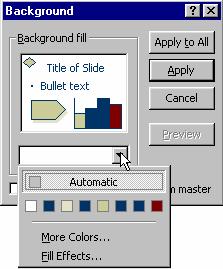 2. Under BACKGROUND FILL, click the down arrow to select a color that is in the scheme. 3.