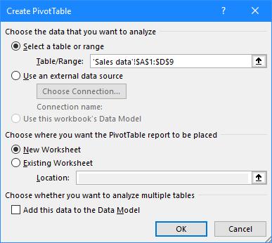 To create a pivot table, Excel provides you with PivotTable Tools that make handling pivot tables easier. 1. On the Insert tab of the ribbon, in the Tables group, click the Pivot- Table button. 2.