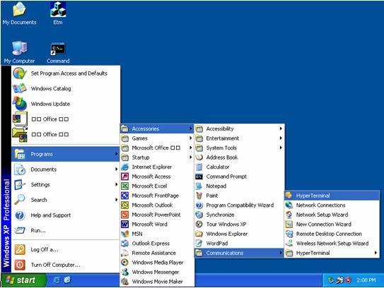 Hyper Terminal for TCP/IP WinSock Initiate a Hyper Terminal from the Start Menu in Windows (see