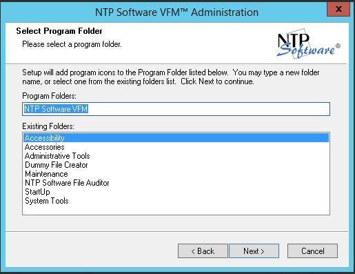 14. In the Select Program Folder dialog box, specify the folder name into which