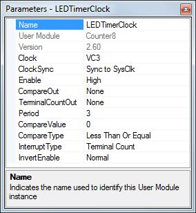 In User Modules, select the Counters folder, and place two Counter8 user modules.