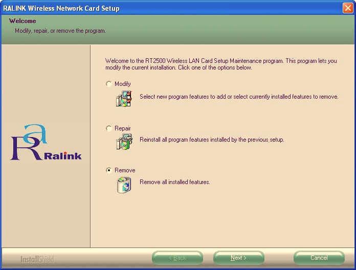 Start -> Programs -> Ralink -> RT2500 under Windows