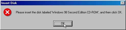 Step 5: Once the [Please insert the disk labeled Windows 98