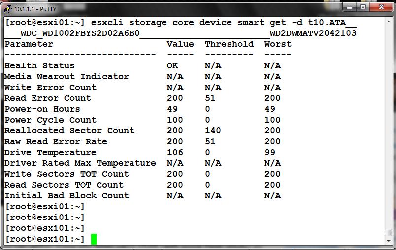 Tip: Use esxcli Storage Core Device Smart for SSD Information vsphere 6.