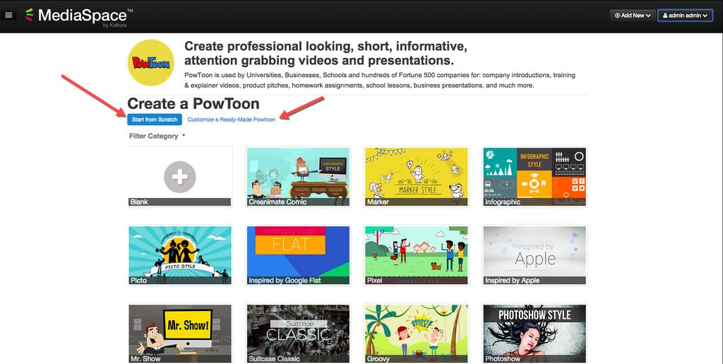 3. Congratulations! You have now entered the PowToon Studio. Let s take a short tour! The Canvas is in the center of your screen, it s the platform where all the actions happens!