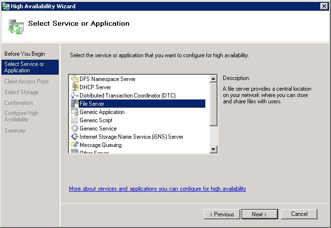3. Select the service or application you want to configure for