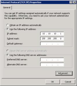 gateway, and DNS server addresses for accessing the network.