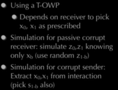 An OT Protocol (passive receiver corruption) Using a