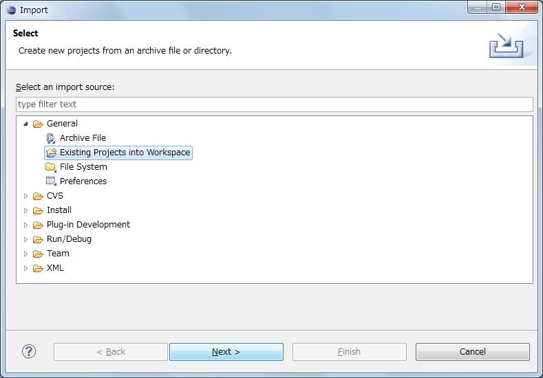 Importing Application Import the sample application to Eclipse.
