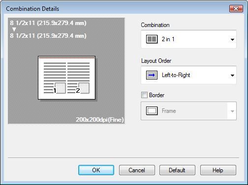 sheets when sending. Clicking the [Combination Details] button allows you to configure details. Select this check box to avoid sending any blank pages. 4.5.