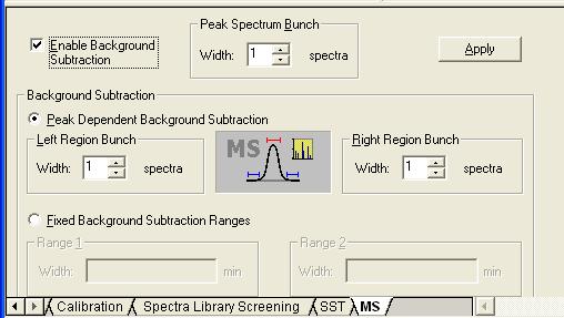 Starting a Sequence Mass Spectra Data Extraction [Integration and QNT-Editor Views] Background Subtraction In some circumstances, it may be useful to subtract the background ions out of the spectra.