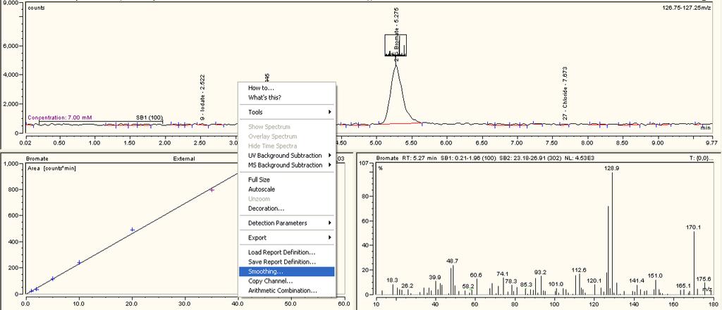 Starting a Sequence Mass Spectra Data Extraction [Integration and QNT-Editor Views] 2. Right click on the chromatogram to open a context menu, select Smoothing. 3.