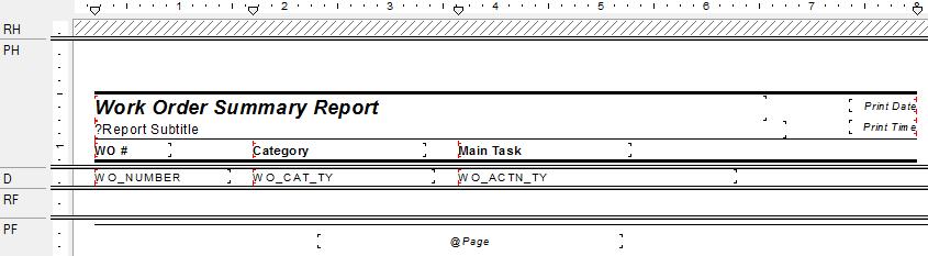 XIV. Example 14 Add subtasks and their costs. 1. From the Work Report folder, open CT_WOSumTsk.rpt. 2. Group on Work Order # (WKORDER.WO_NUMBER) field. 3.
