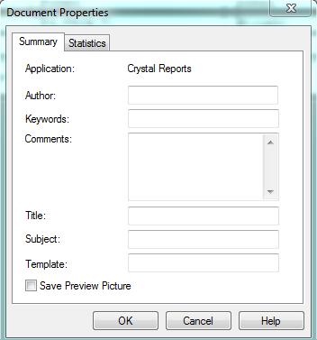 Document Properties Another useful Crystal option is Document Properties.