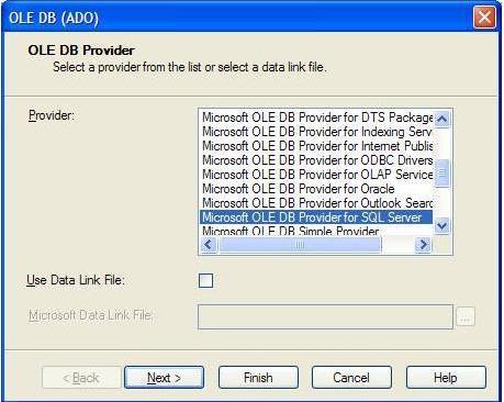 3. If you are using SQL Server you will then be prompted to select a