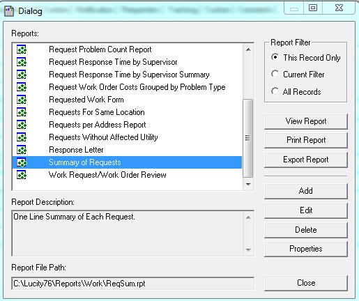 Custom Reports from a Standard Report Finding the Report Location and Name The first step in modifying a standard Lucity report is to identify the report name and location so a copy of the report can