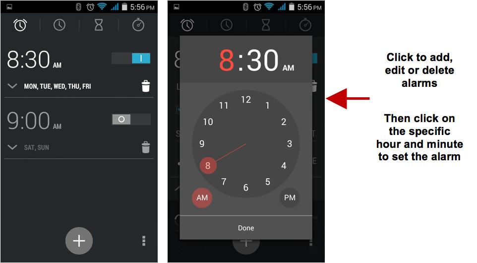 Power on Bluetooth. Once on, Bluetooth will automatically scan for any nearby open Alarm Clock Click on the Clock icon then click the alarm tab to enter the alarm clock interface.