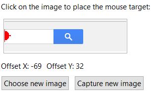 A pop-up dialog with 100% zoom on image is shown where you have an option to set Offset: click on the image crosshair will be moved to this position OR edit the Offset X and Offset Y fields Anchor: