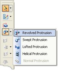 are located on the rim of the part. Start by clicking on the REVOLVED PROTRUSION Icon.