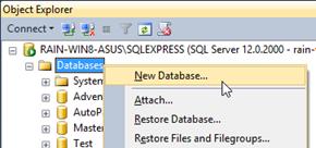 ERD : How to Design and Generate SQL Server DB?. Right click on Databases root node in Object Explorer, and select New Database.