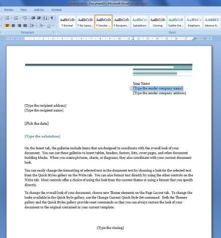 Page 4 Formal Letters Once you have created a document from your chosen template you can replace the text with your own.
