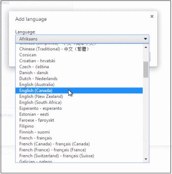 To add more languages to the list, click 'Add' at the bottom and select the language from the drop-down Click 'OK'.