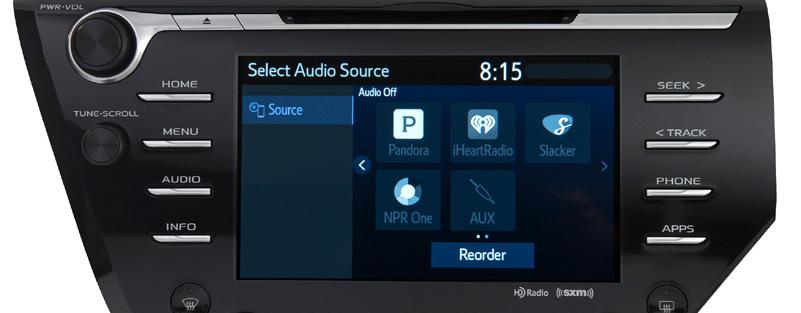 0 Audio and adds or replaces: Touchscreen display CD Player AM/FM/HD (replaces AM/FM Radio) SiriusXM with Cache Radio Scout GPS Link with Moving Maps Entune.0 Safety Connect Entune.
