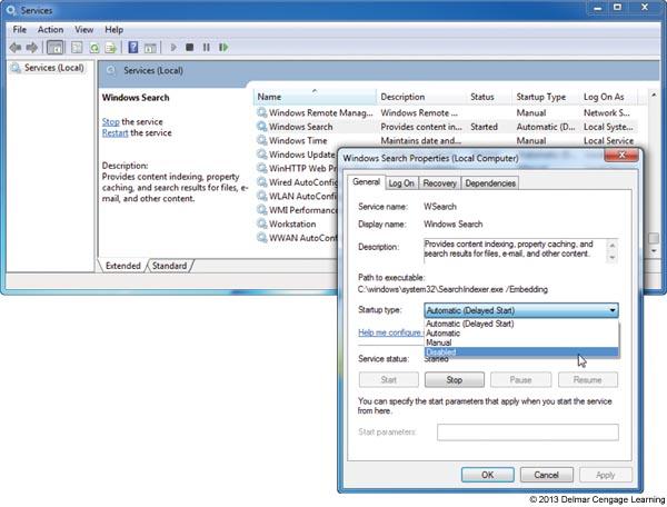 Improving Windows Performance Step 6: Disable the indexer for Windows search