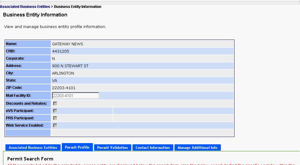 Accounts Manage Permits Permit Profile