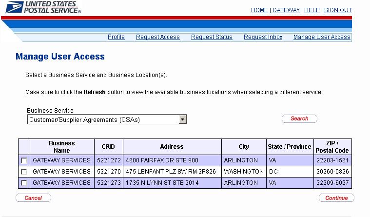 Business Services Administrator Manage User Access Request Services for Users Step 5. Select the desired Service. Step 6.